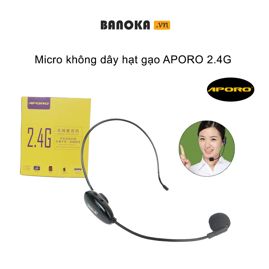 Micro không dây quàng tai APORO 2.4G - Phụ kiện máy trợ giảng APORO 2.4G( chính hãng )